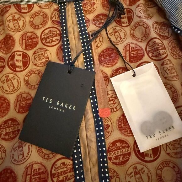 Ted Baker London NWT Washed Cotton Blazer in Navy Micro Houndstooth. Size small. - Picture 14 of 14